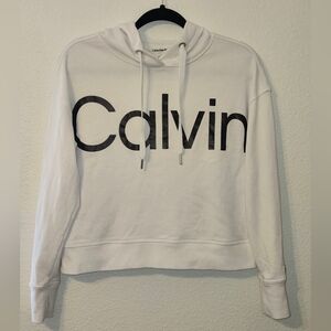 Calvin Klein White Hoodie with Black Lettering